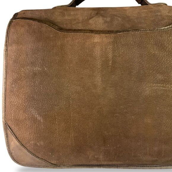 Vintage Brown Leather Briefcase Messenger Shoulder Bag Multi Pocket Accordion - Picture 15 of 16